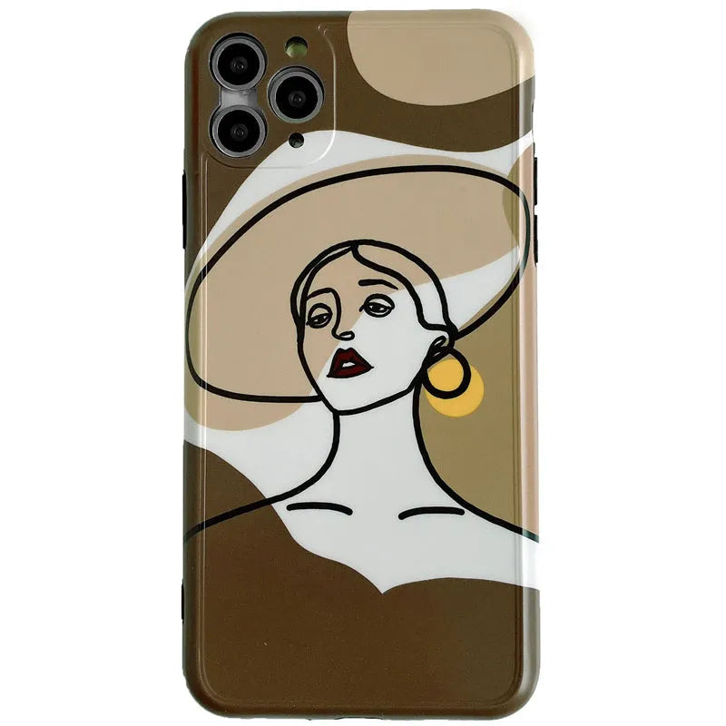 Orange yellow line painting cartoon design on soft silicone iPhone protective case