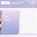 Removable coil gradient notebook with PP cover in green, blue, pink, and purple colour options
