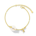 Silver gold electroplated peace buckle bracelet with white chalcedony stones in starry sky pattern