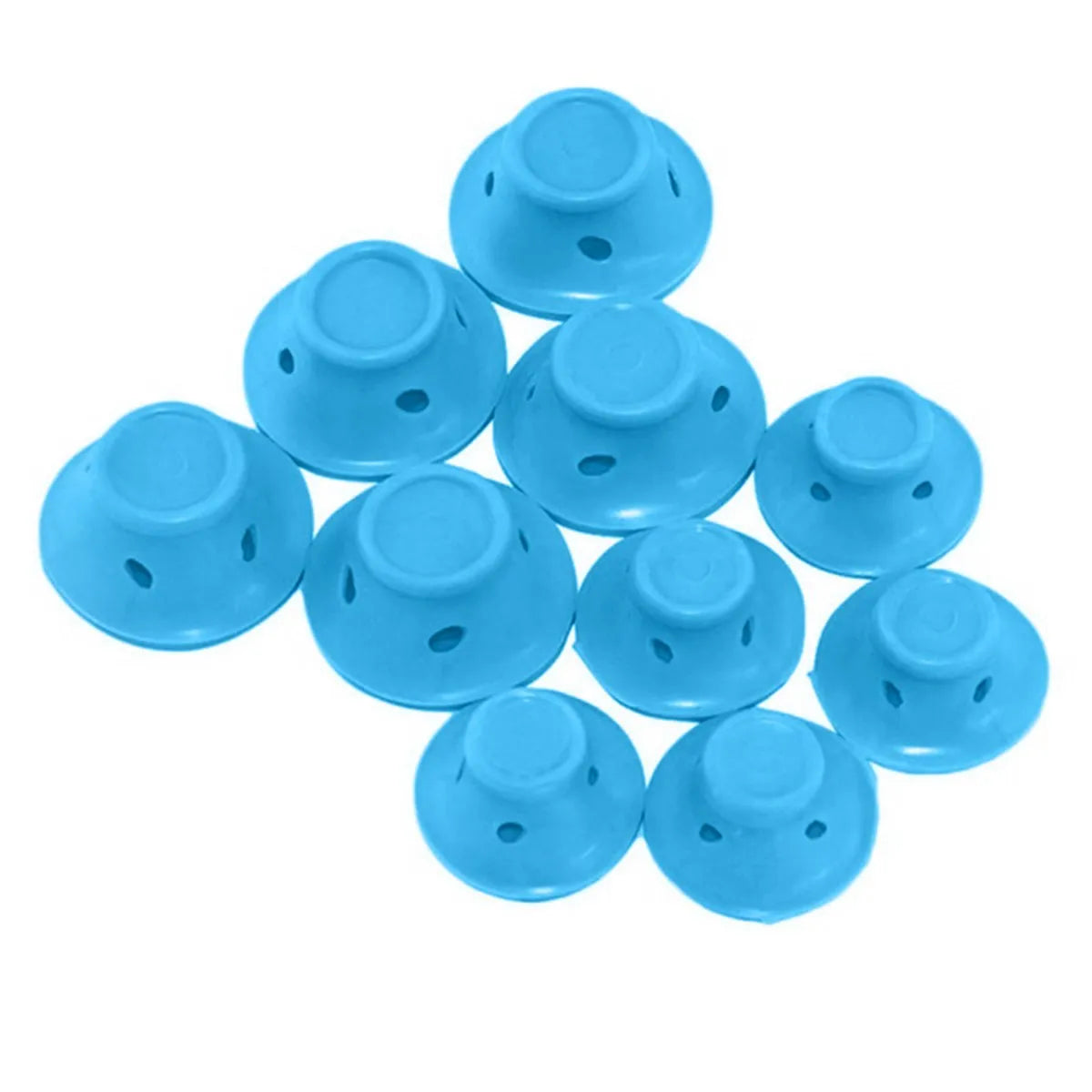 Soft silicone hair curlers in large 5.0cm and small 3.9cm sizes, ten-piece no-heat styling set