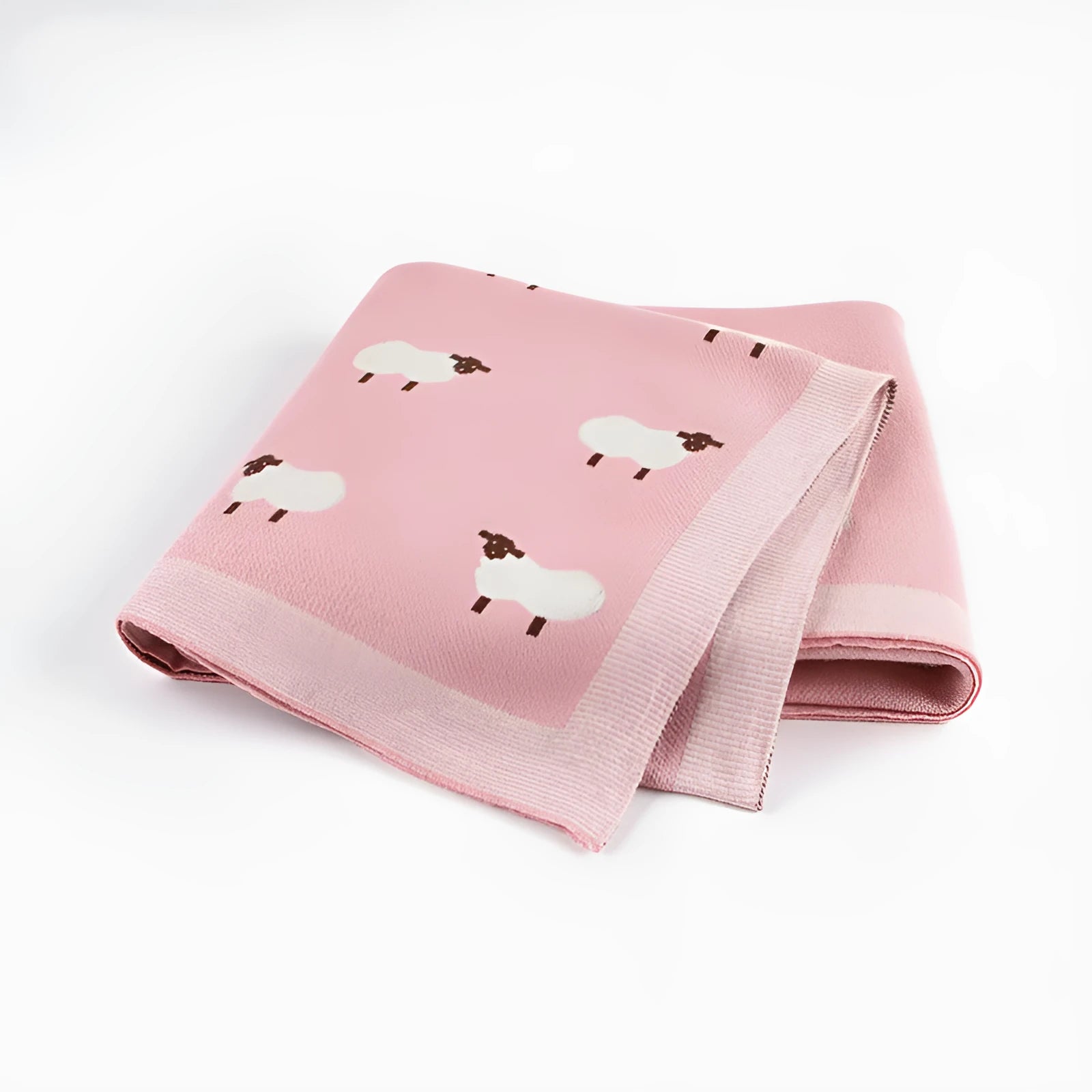 A pink 100x80 cm cotton baby blanket cover laid flat, designed to be windproof for infant cots.
