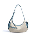 Women's genuine leather messenger bag in Linen Black with horizontal square shape and contrast stitching