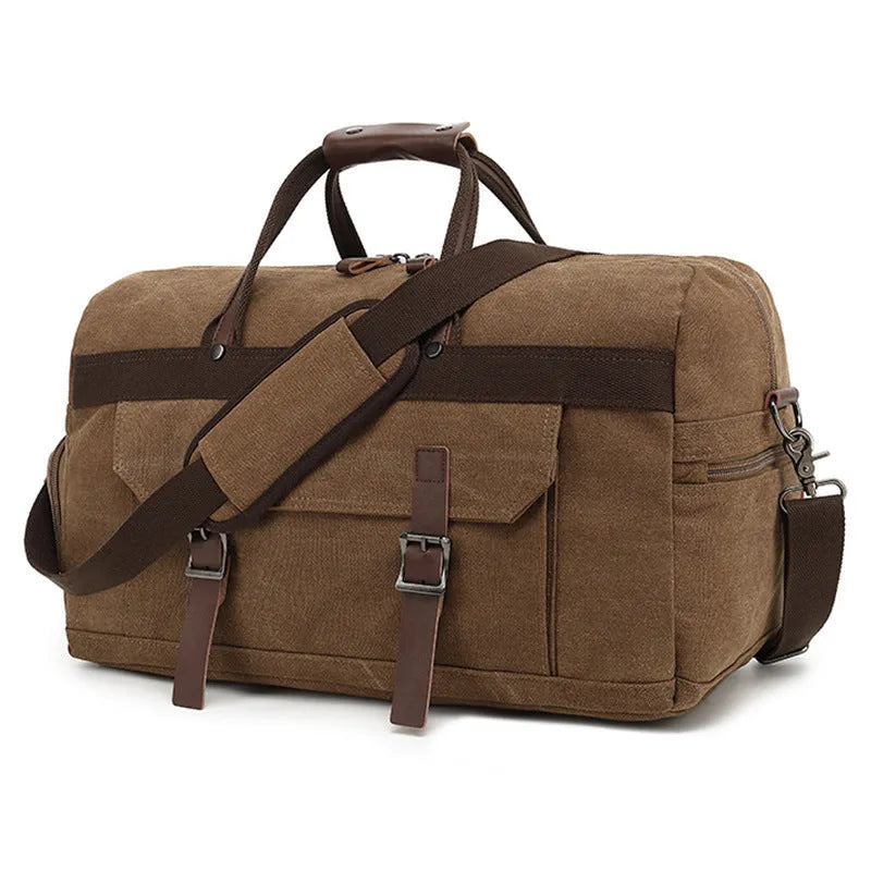Canvas crossbody travel bag in retro style with 36-55L capacity