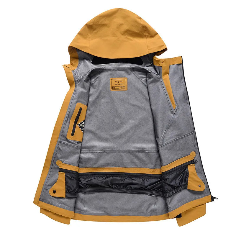 Unisex waterproof windproof ski suit in yellow, black, gray, or liner colour for winter sports
