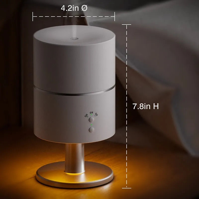 Desk lamp humidifier with ultrasonic silent night light, plastic body, white finish, 0.5L tank