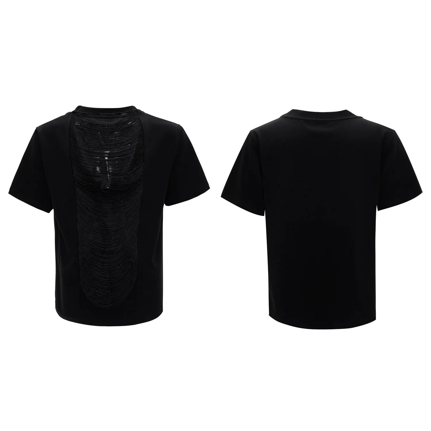 Men's drum black loose fit polyester t-shirt with three-dimensional cutting and short sleeves