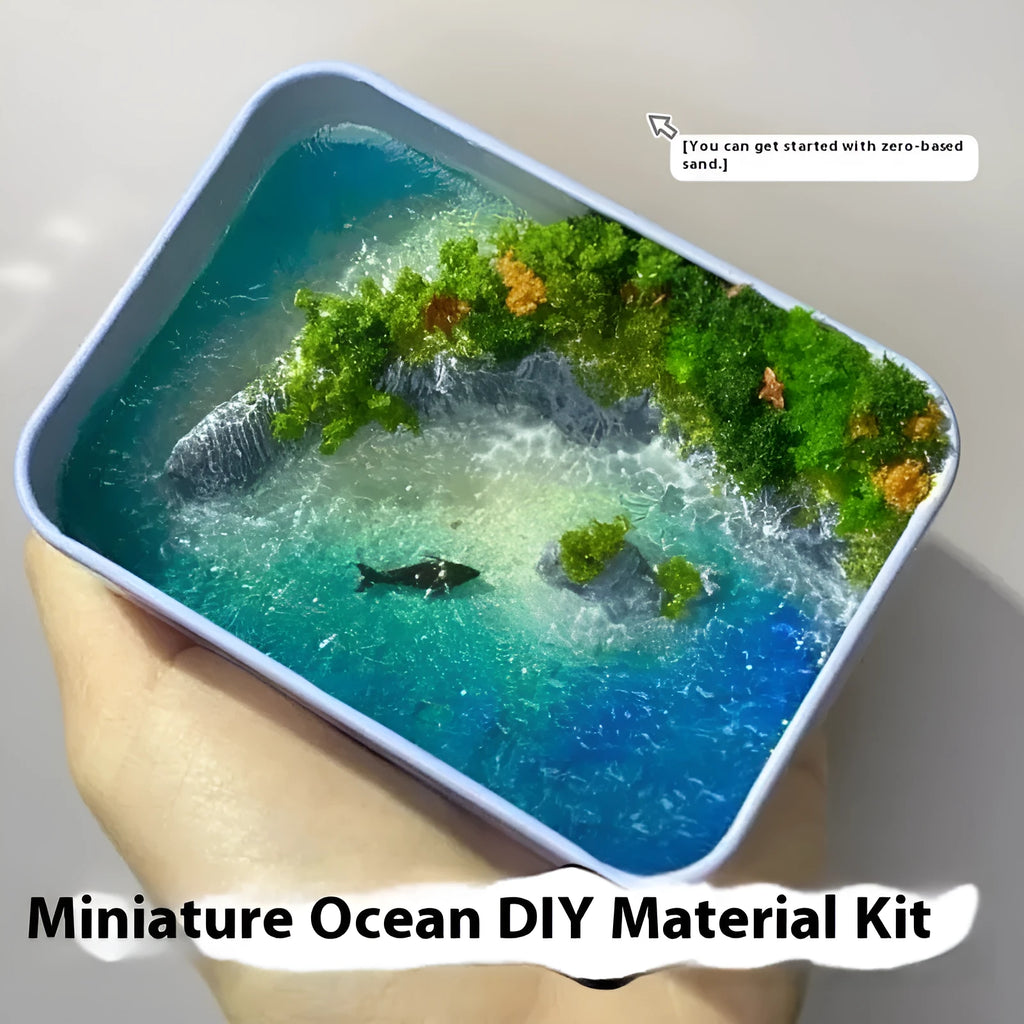 DIY bamboo handmade marine landscape model ornament for aquariums on a table.
