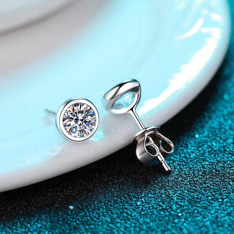 925 sterling silver gold plated geometric earrings with moissanite or zircon stone options