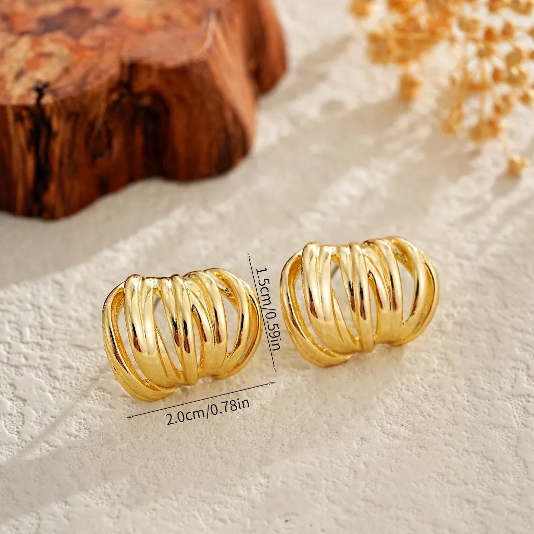 Gold metal ear loops with niche design for converting stud earrings into loop style