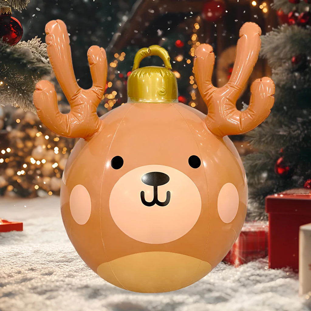 Inflatable Christmas ball with antlers design in PVC for outdoor yard decoration