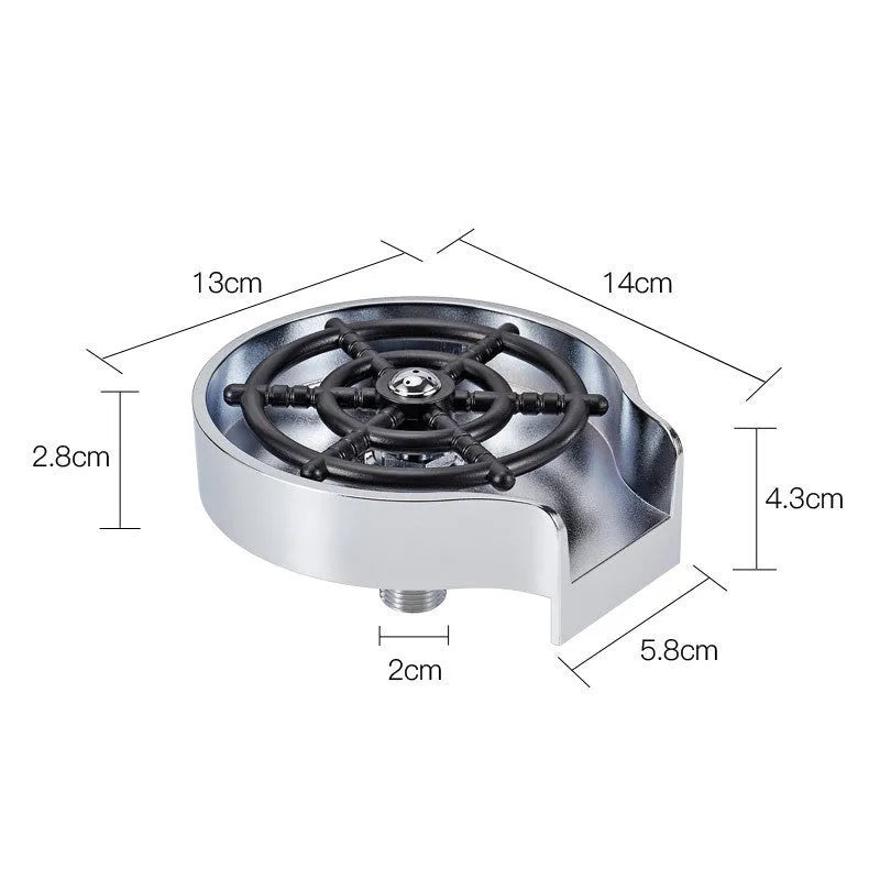 Bar counter cup washer with high-pressure spray nozzle and five-hole head in black and white colour options