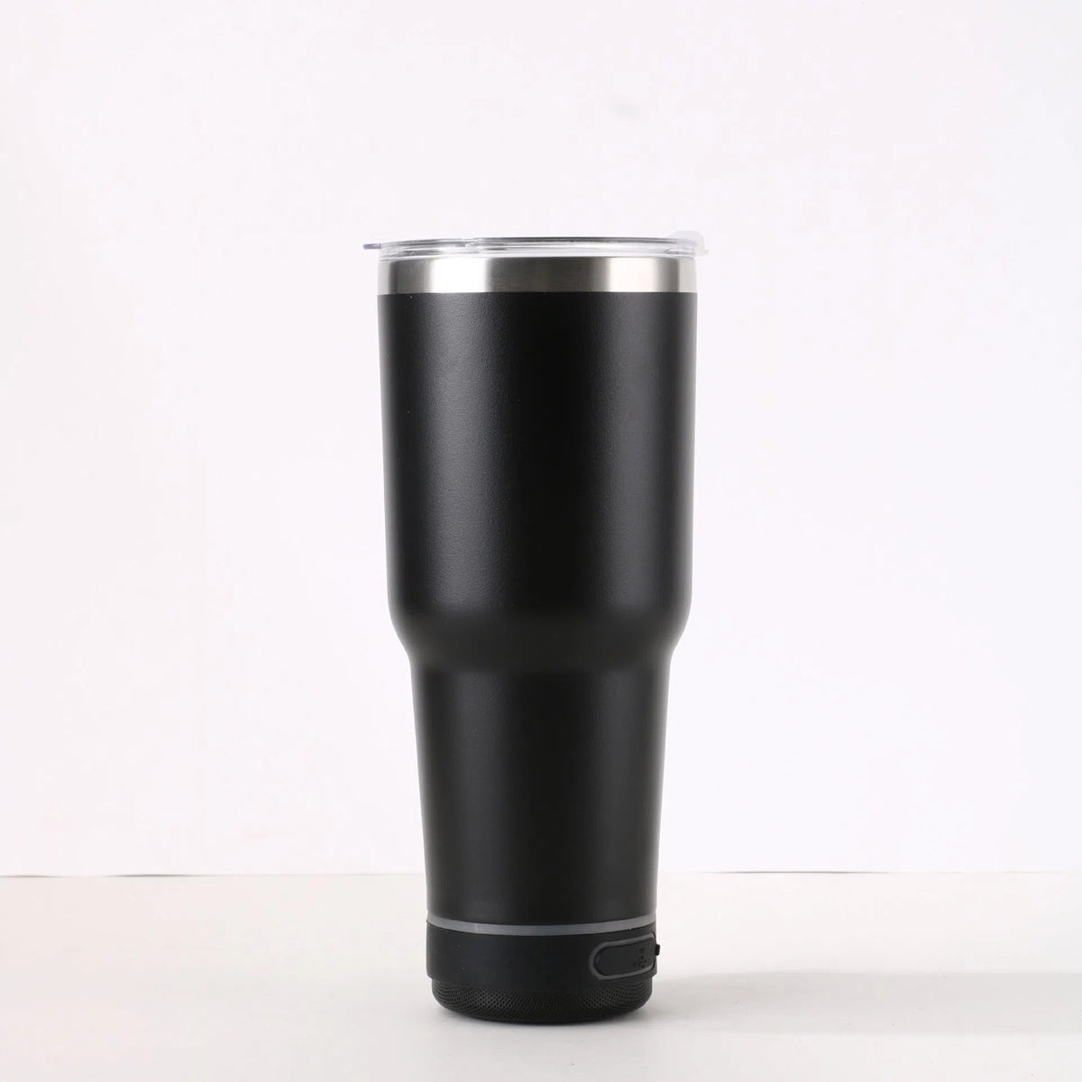30oz Bluetooth Audio Cup in pink with 304 stainless steel insulation, showing speaker and drink opening