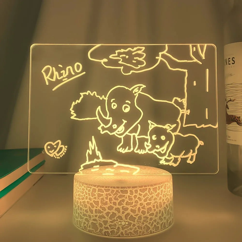 3D acrylic message board light with LED illumination and writing surface