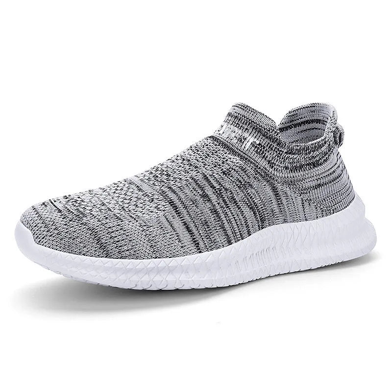 Men's low-top casual shoe in Flyknit material, shown in one of four colours: black, blue, grey, or yellow.