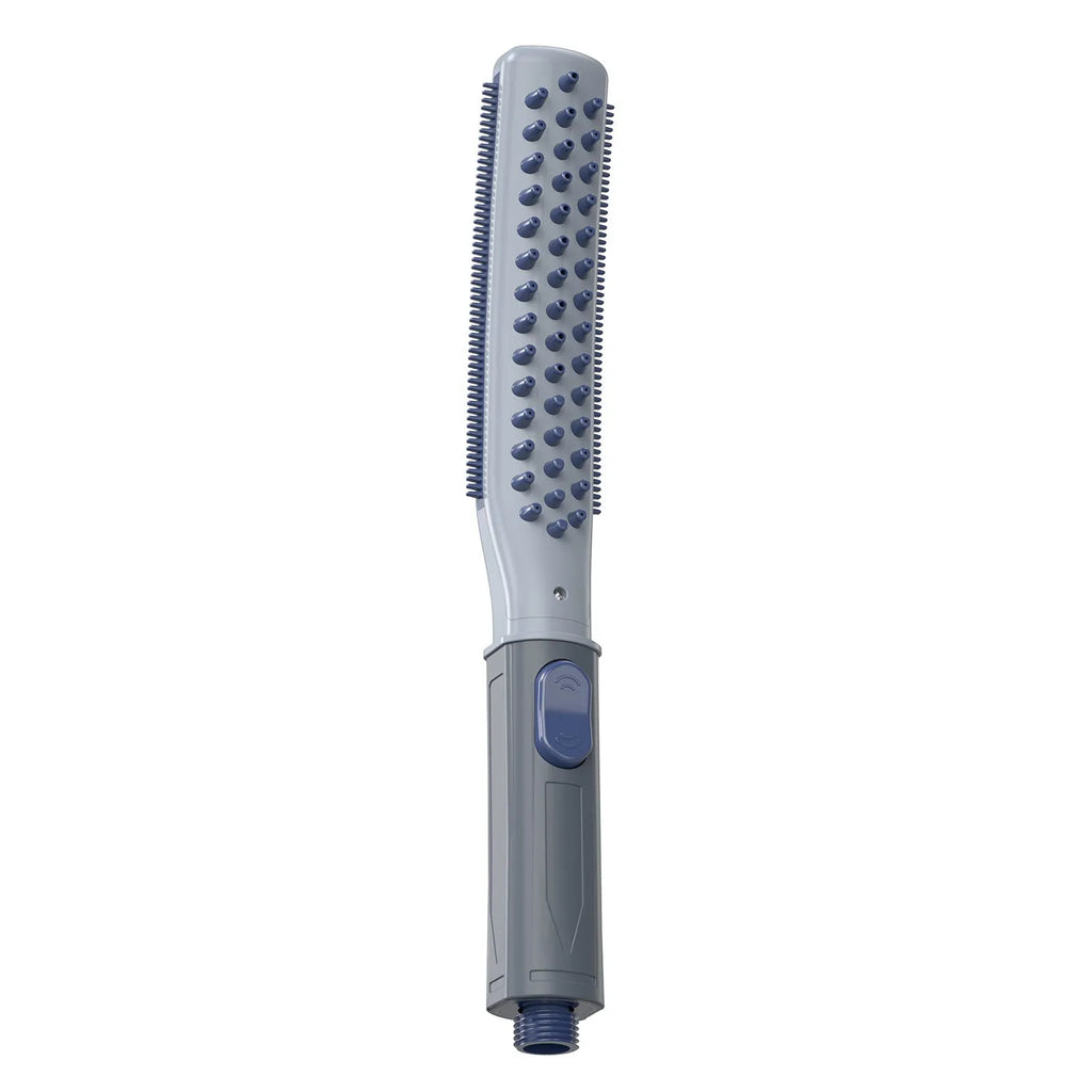 Pet bathing brush showerhead for dogs in blue and gray colour made from ABS material