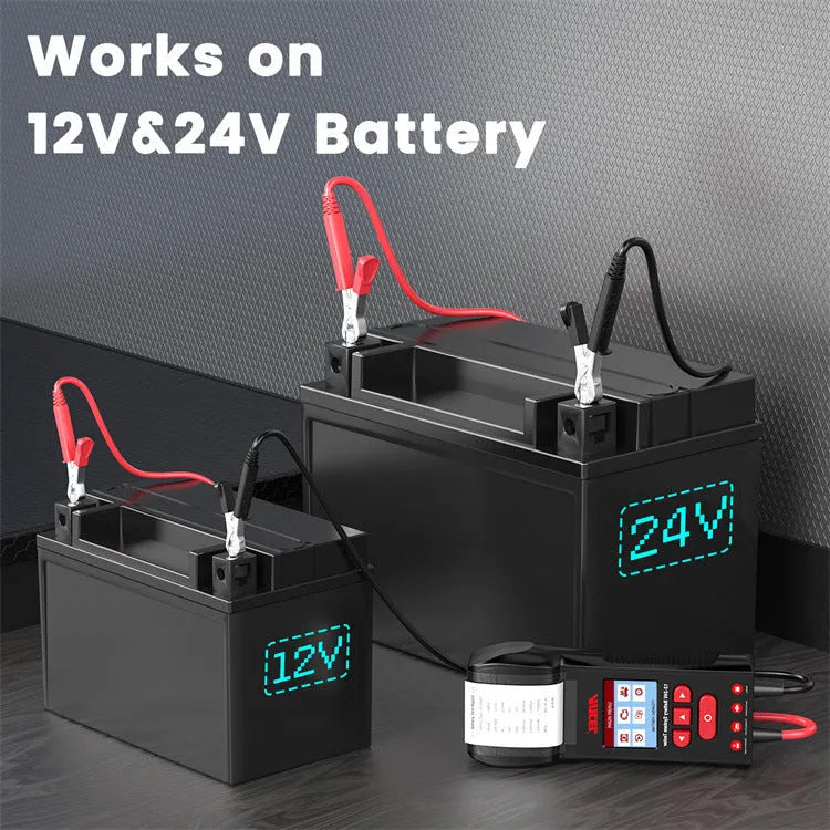 BST600 black automotive battery tester with printing function for 12V and 24V battery analysis