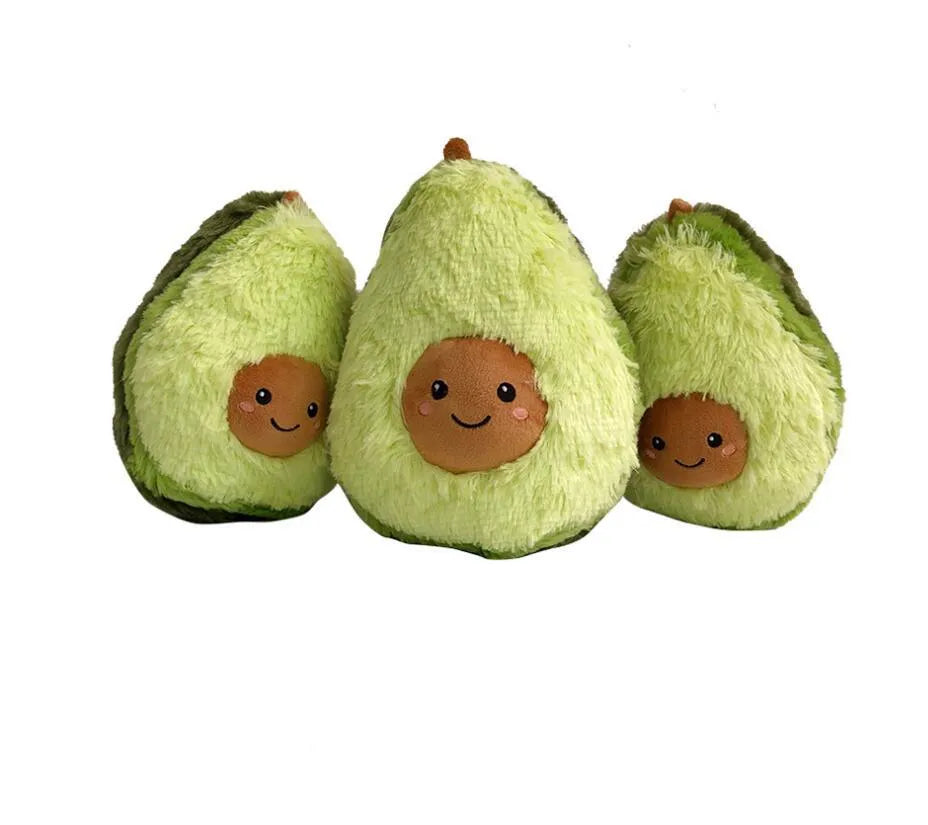 Soft plush avocado pillow toy in 20cm size with green fabric and PP cotton filling