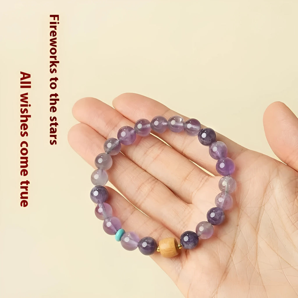 Handmade purple amethyst lucky bracelet for women with adjustable design