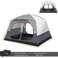 Titanium gray quick-build outdoor tent with glass poles, 305x260x185cm size, for 6-8 person camping