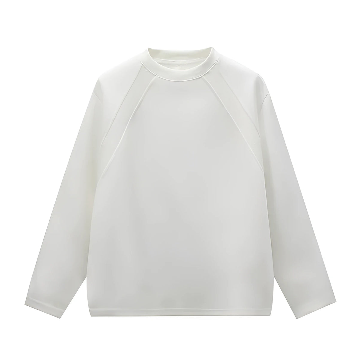 Loose fit long sleeve round neck pullover sweater in solid colour, available in white, black, and grey, sizes M to 5XL.