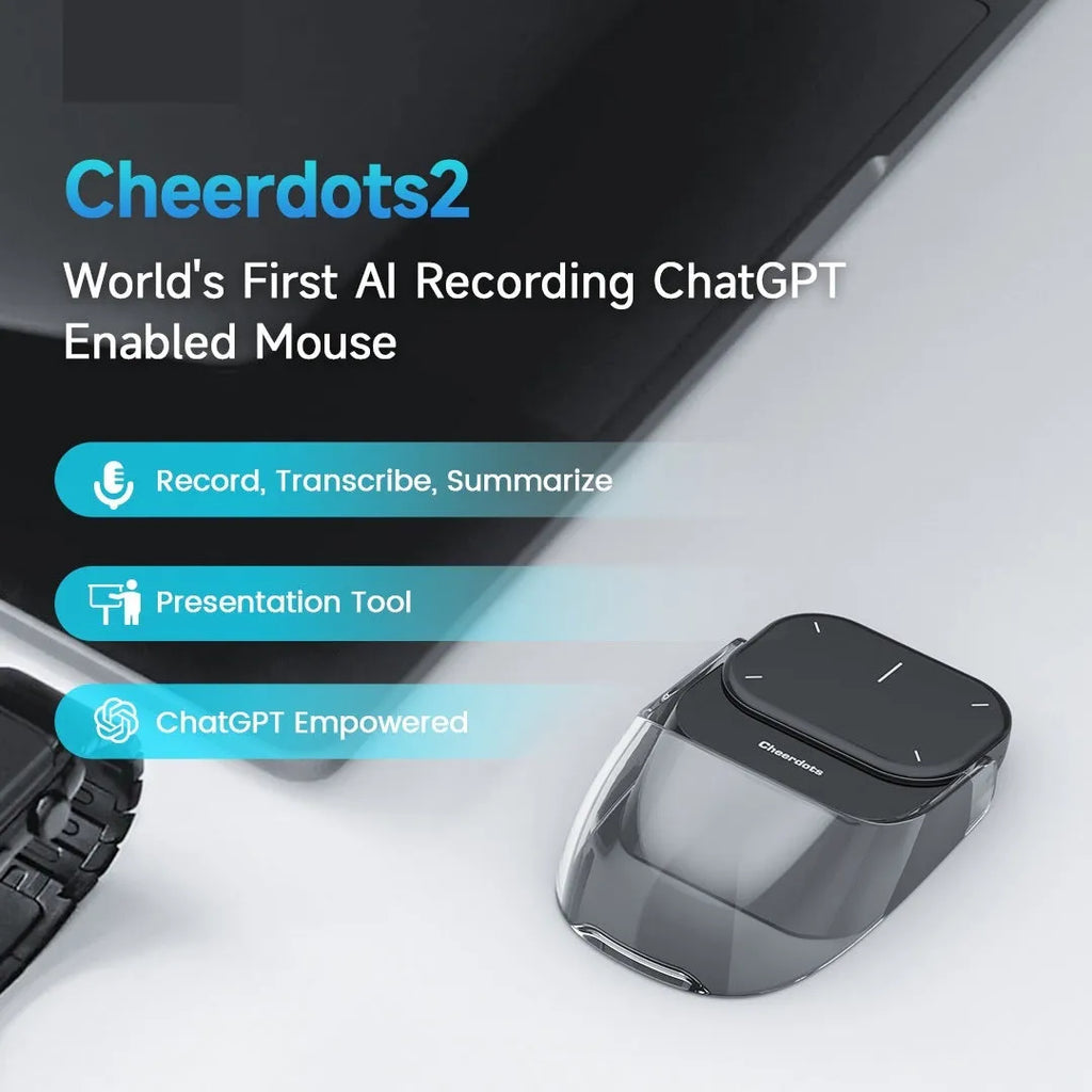 Smart split air mouse with laser pen in black/ silver gray ABS case, 60x41x16mm, touch buttons, Type-C charging port