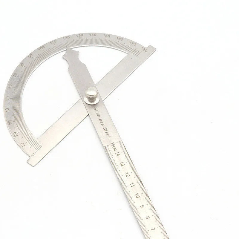 Adjustable plastic protractor showing 0-180 degree measurement range with clear markings