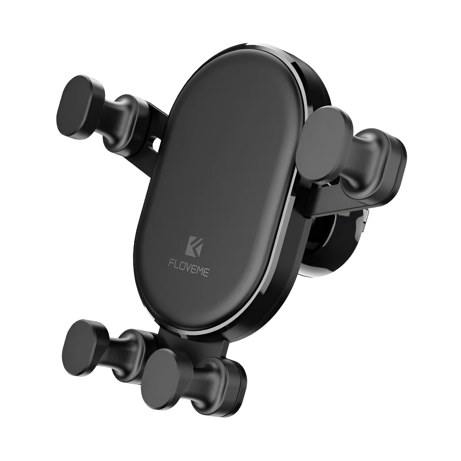 Black gravity car vent phone holder with 360-degree rotation on a car air vent