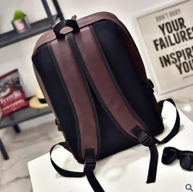 PU men's shoulder bag casual square vertical section double strap soft handle black