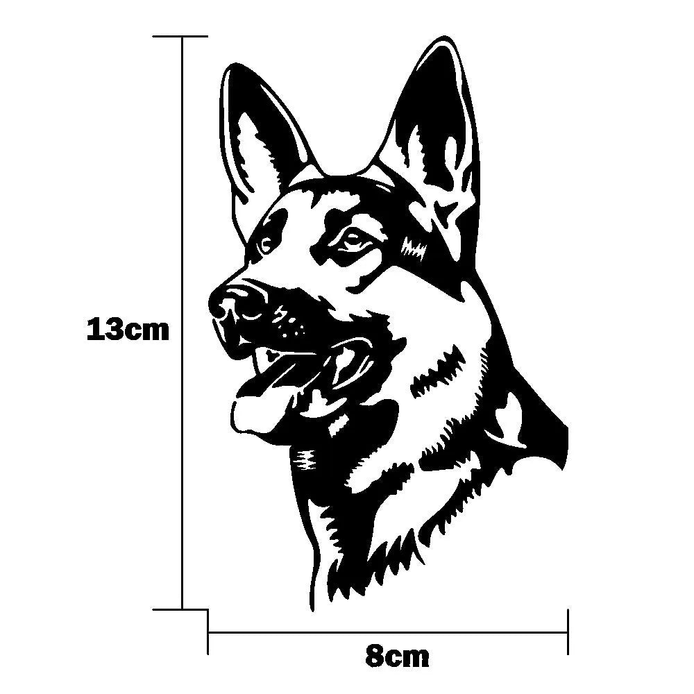 Reflective Alsatian Shepherd dog bumper sticker for car windows and bumpers
