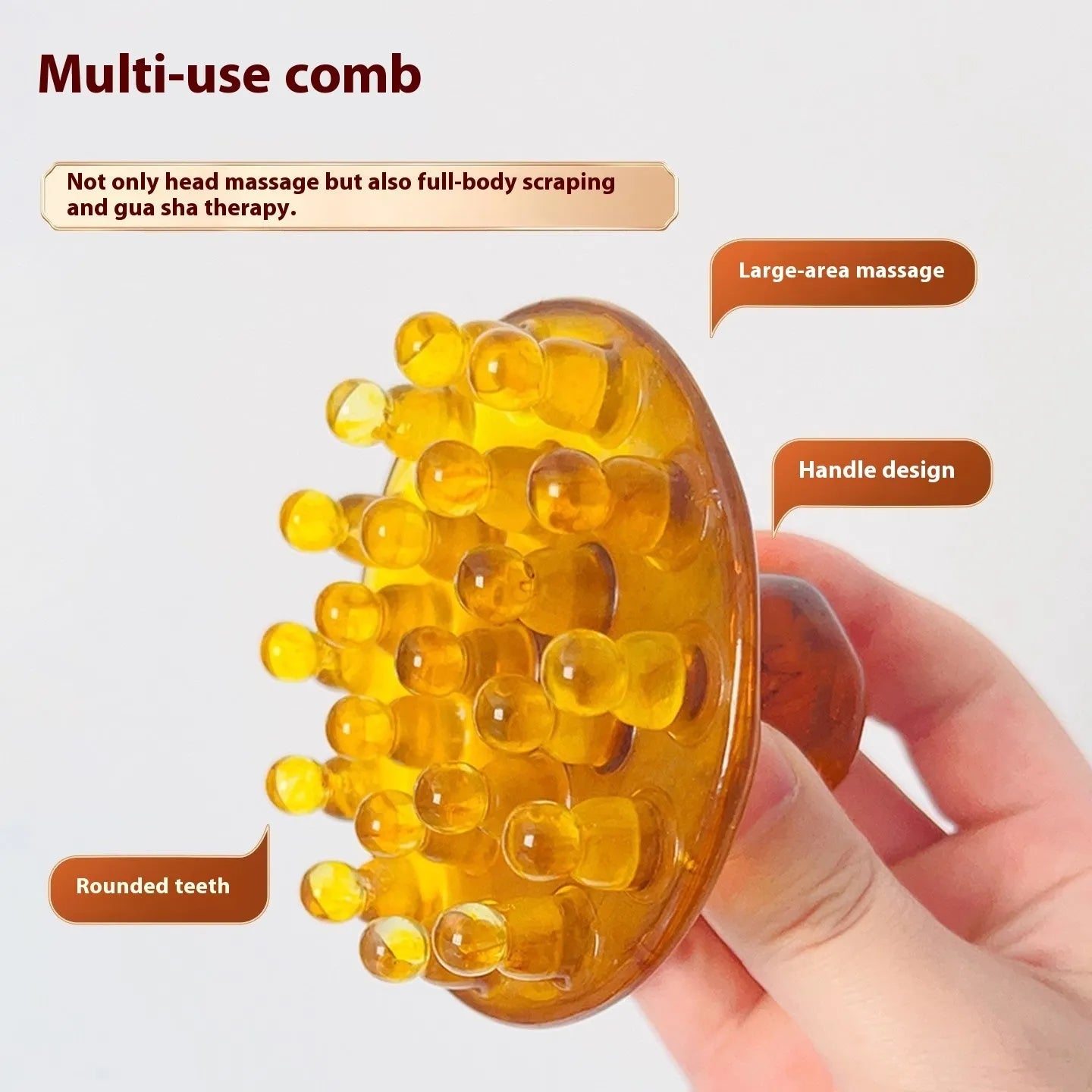 21-tooth disc massage comb for head massage in coffee brown or yellow colour options