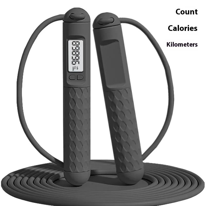 Fitness jump rope with ball bearing handles in a choice of colours and cord styles.