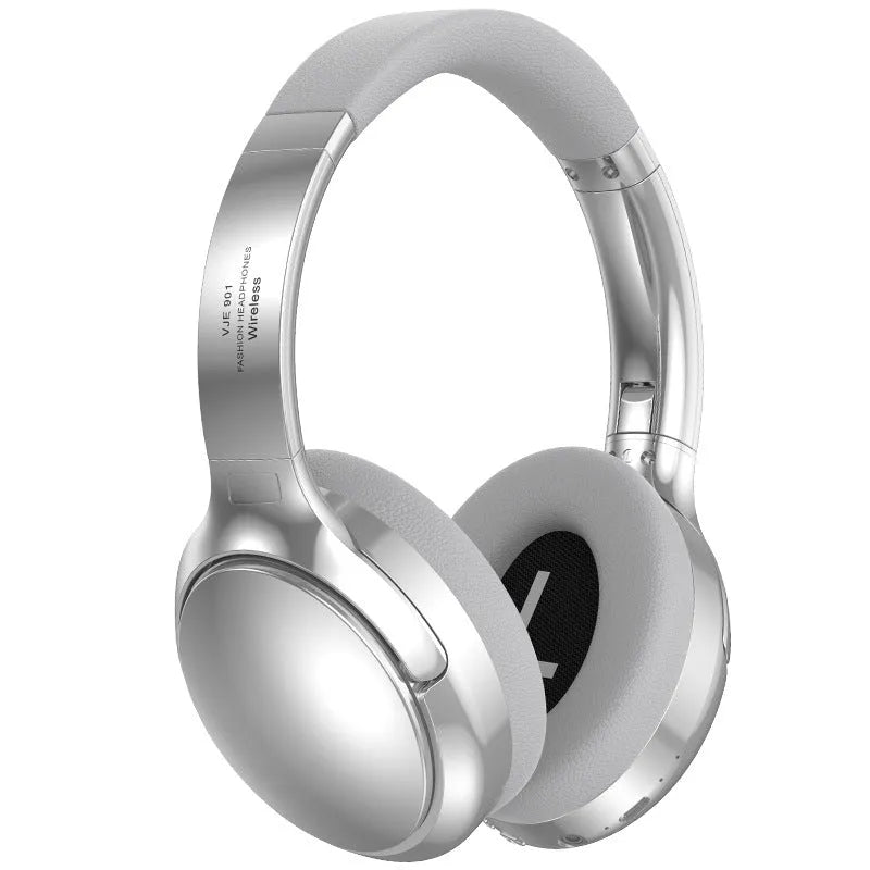 Retro-style brown wireless Bluetooth headset with metal details and sport headband design.