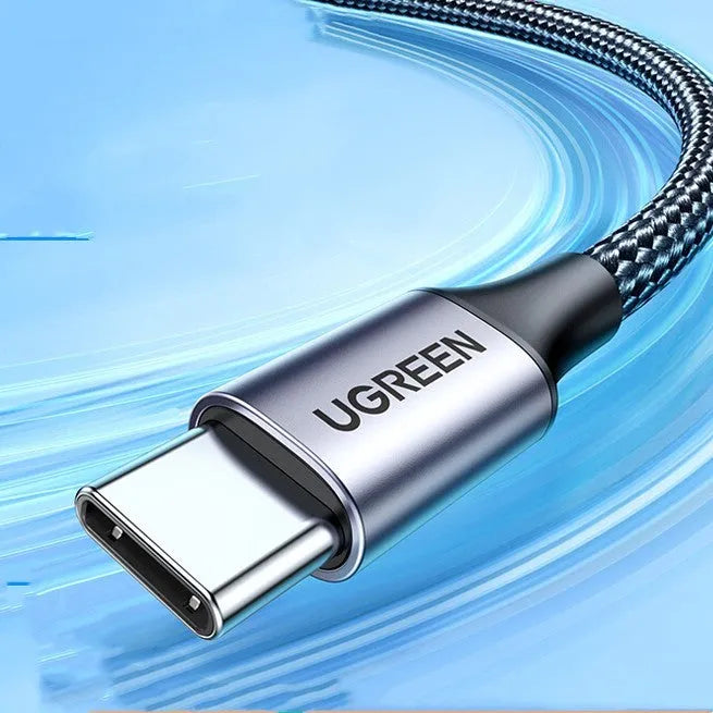 Double-ended Type-C PD fast charge cable nylon braided male to male straight head split style