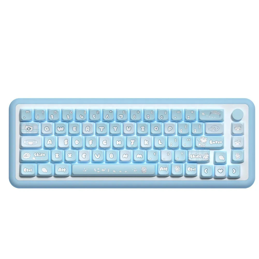 Watercolour cat design custom mechanical keyboard keycaps in a full 138 or 158 key set.