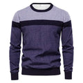 Men's regular fit 3D printed striped pullover with dimensional patch pocket in blue colour