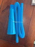 Blue plastic suction pipe with round head for washing machine cleaning, 114cm total length