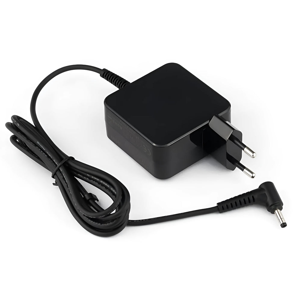 Black 45W laptop power adapter with US plug and attached DC charging cable.