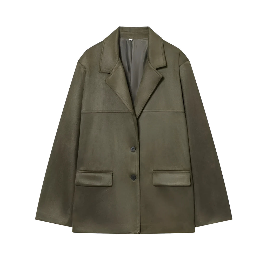 Women's suede effect suit jacket and shorts set in solid colour, long sleeve button front, sizes XS to L