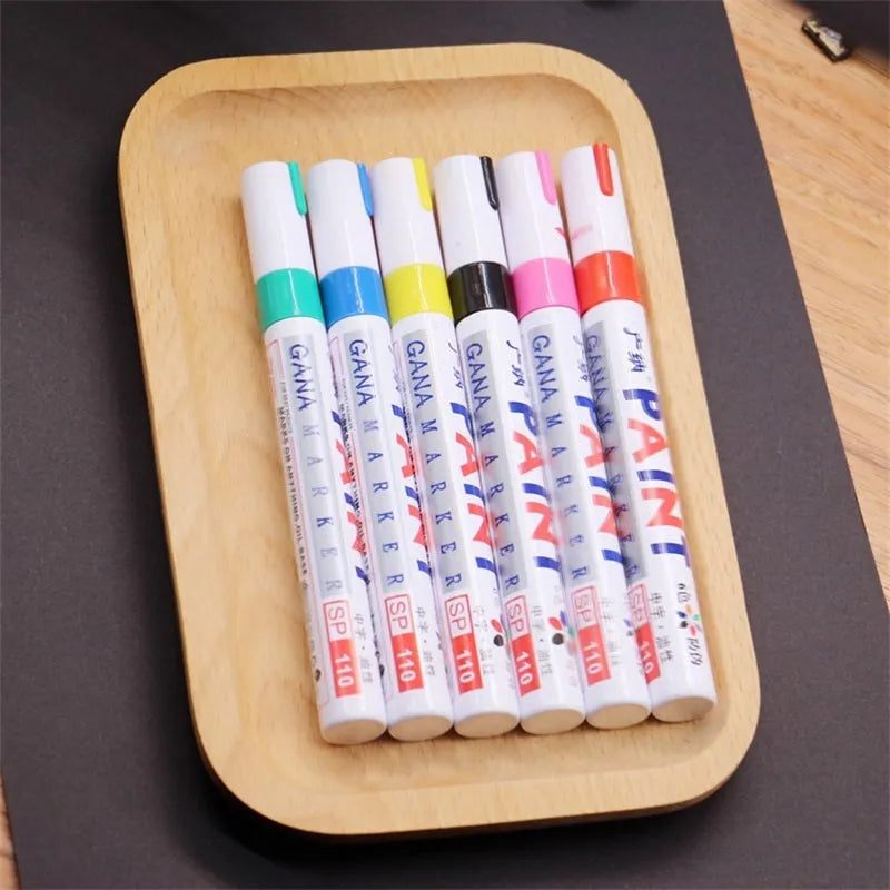 Permanent colour marker pen with waterproof non-toxic ink, 14.3 cm, for car tyres treads CDs and metal surfaces