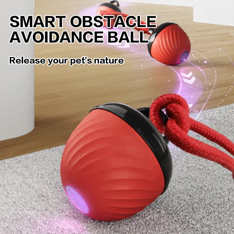ABS cat teasing ball for self-hi relieving play, 6.8 x 8.1cm, in blue or red, with 200mAh battery