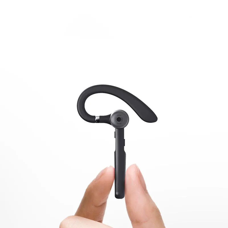 Black mono ear Bluetooth headset with a hanging ear hook design