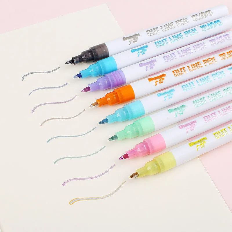 Highlighter pen student marker with 1mm-2mm line width, water-based ink, Japanese plastic nib, available in multiple colours