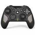Black wireless game controller with leather-pattern finish for Nintendo Switch, PC, and mobile.