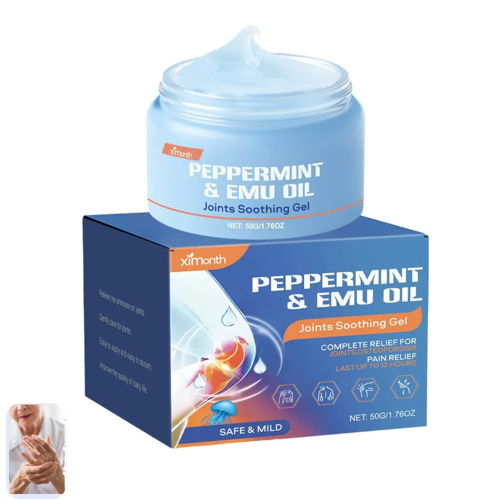 50g tube of joint soothing gel with menthol, mint leaf and emu oil