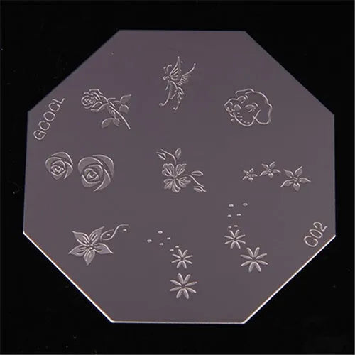 Nail art stamping printing machine with 6 metal pattern plates and sucker base on a desk