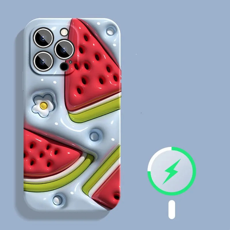 Silicone drop resistant phone case for iPhone in mango colour with cutouts for camera and buttons