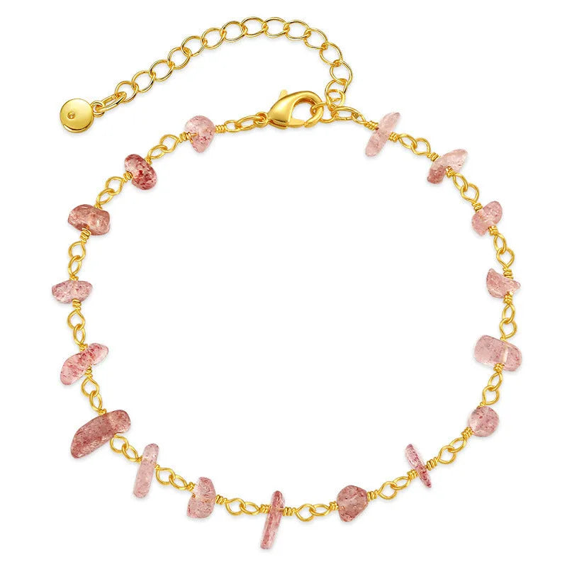 Geometric women's bracelet with irregular natural gravel turquoise stones on 18K copper band