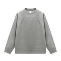 Loose fit long sleeve round neck pullover sweater in solid colour, available in white, black, and grey, sizes M to 5XL.