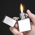 Bright chrome plate windproof metal kerosene lighter with modern simple design