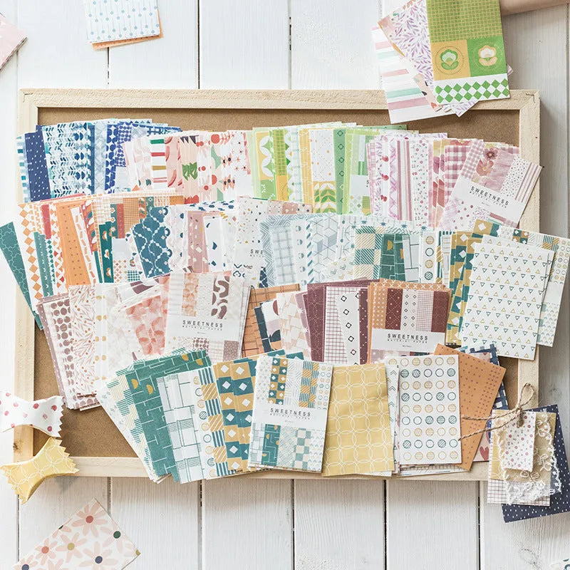 Fifty sheets of retro collage note paper in ten pastel colours including caramel puff and mango milk roll